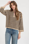 Stripe Split Neck