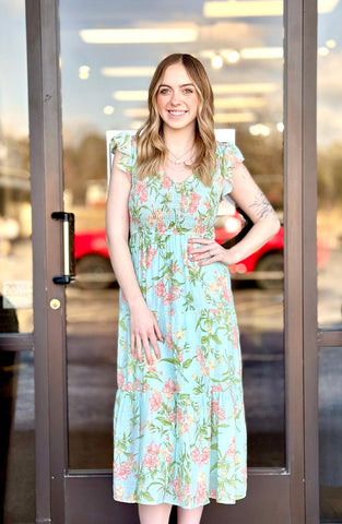 Sage Floral Dress